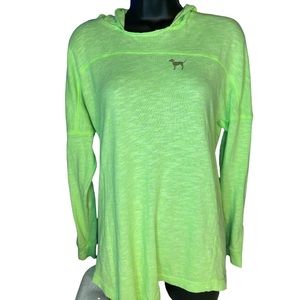 Pink Victoria’s Secret "Neon Green" Cutout Hoodie Shirt